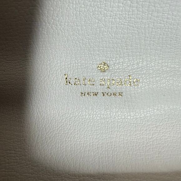 KATE SPADE Robyn Medium Chain Saddle Bag White Dove Leather Straw Nightcap - Picture 7 of 13